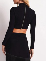 Knit Mock Neck Cropped Top