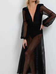 Netted Beach Plunge Maxi Dress