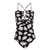 Patbo Women Black White Floral Dahlia Lace Up One-Piece Swimsuit - Black/White