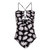 Patbo Women Black White Floral Dahlia Lace Up One-Piece Swimsuit - Black/White