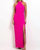 Stretch Jacquard High Neck Maxi Dress - Neon Pink