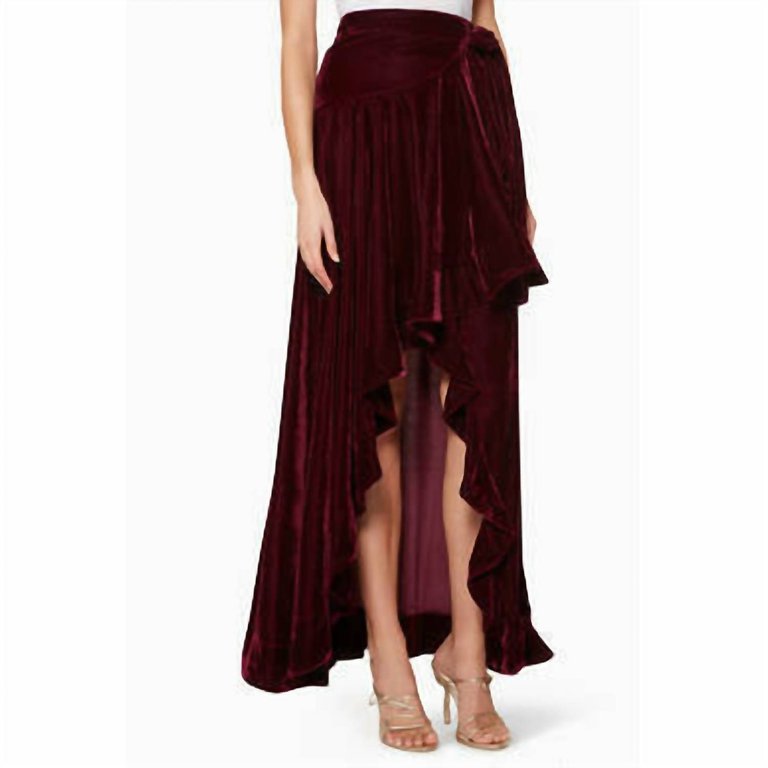 Velvet Maxi Wrap Skirt - Bordeaux