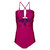 Women Adjustable Strap One Piece Swimsuit - Bright Pink Fuchsia