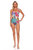 Women's One Piece Flora Abstract Print Square Neck Swimsuit - Multicolor