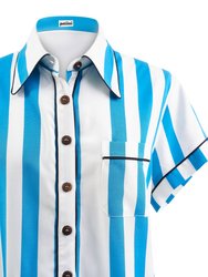 Blue Stripe Short Sleeve Set