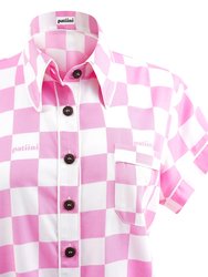 Light Pink Checkerboard Short Sleeve Set