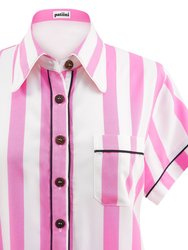 Light Pink Stripe Short Sleeve Set