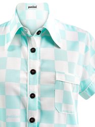 Teal Checkerboard Short Sleeve Set