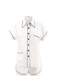 White Short Sleeve Sleepwear Set - White