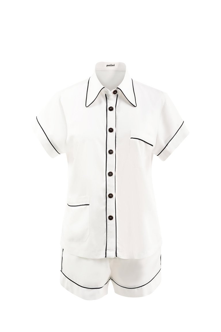 White Short Sleeve Sleepwear Set - White