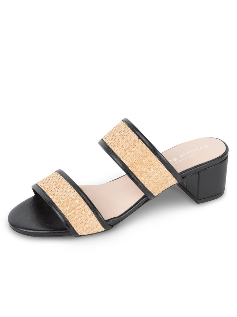 Florence Raffia Block Heeled Sandal - Black