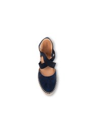 Mila Espadrille Sandals With Elastic Straps - Navy