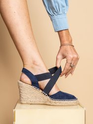 Mila Espadrille Sandals With Elastic Straps - Navy