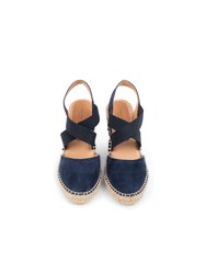 Mila Espadrille Sandals With Elastic Straps - Navy