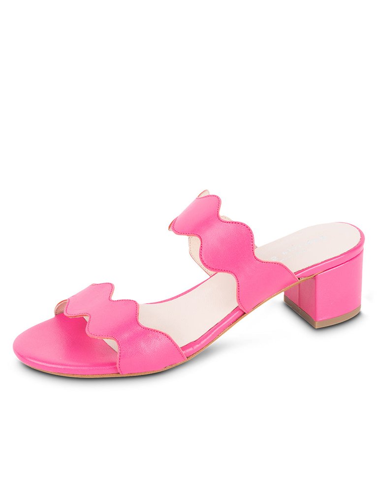Palm Beach Scalloped Sandal - Hot Pink Leather