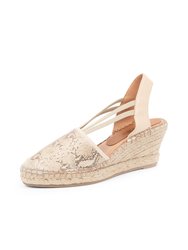 Seville Closed Toe Slingback with Elastic Strap - Beige Snake