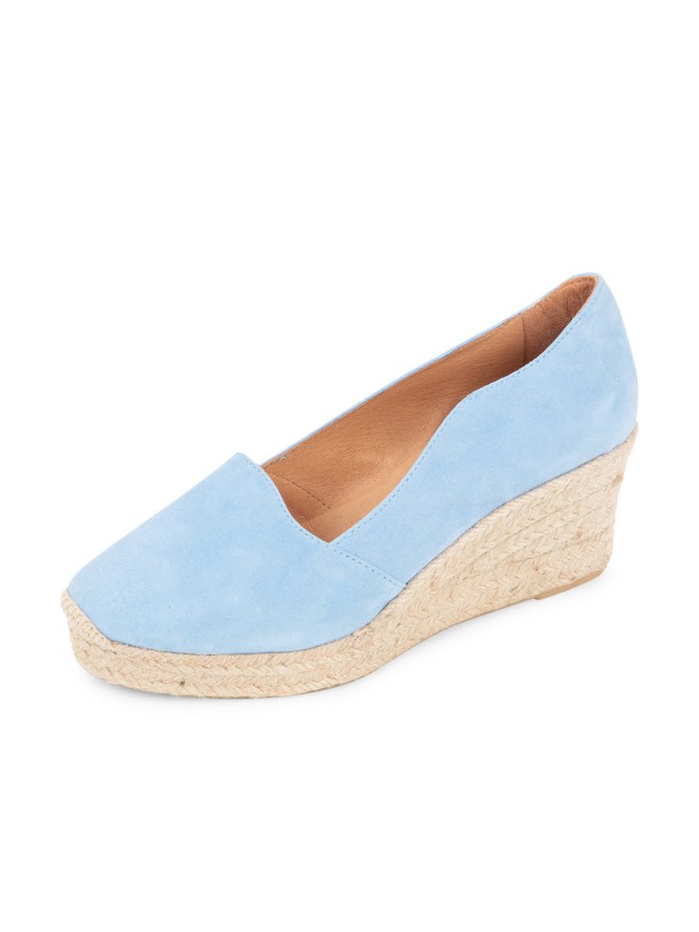 Vienna Scalloped Espadrille Shoes - French Blue