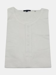 Patrick Assaraf Men's White Pima Cotton Stretch Henley T-Shirt Graphic - White