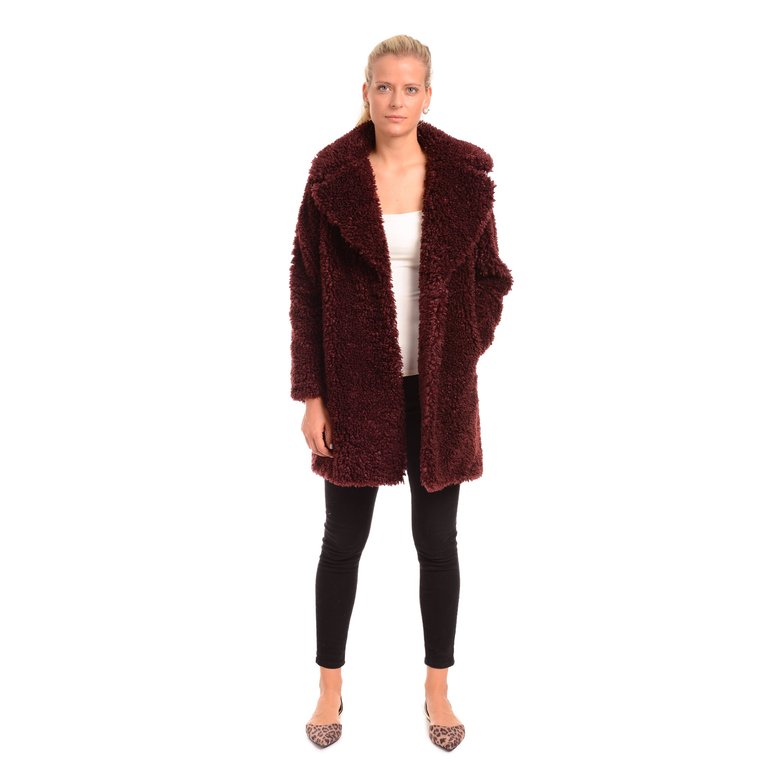 FF19-49 Notch Teddy Bear Coat - Merlot