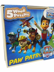 5 Wood Puzzles in Wooden Storage Box