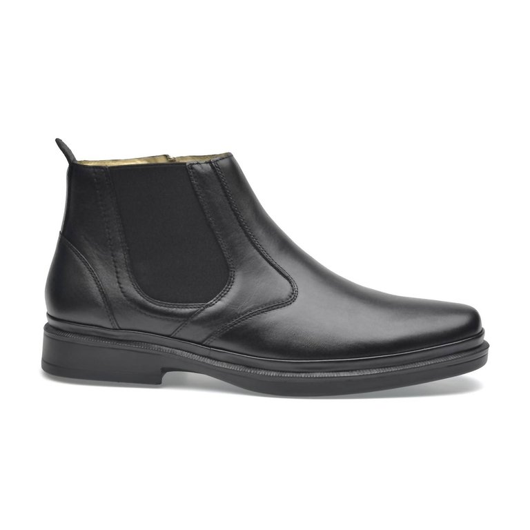 Men's Boots Lambskin Leather Traditional In Black - Black