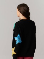 Bright Multi Sequin Starry Sweater In Black