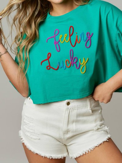 Peach Love Feeling Lucky Top In Turquoise product