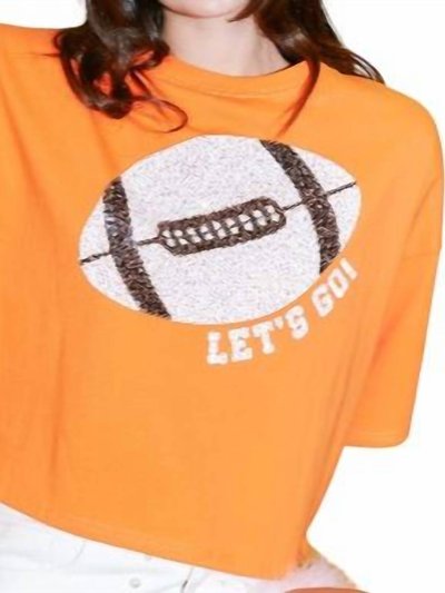 Peach Love Football Sequin Patch Crop Tee product