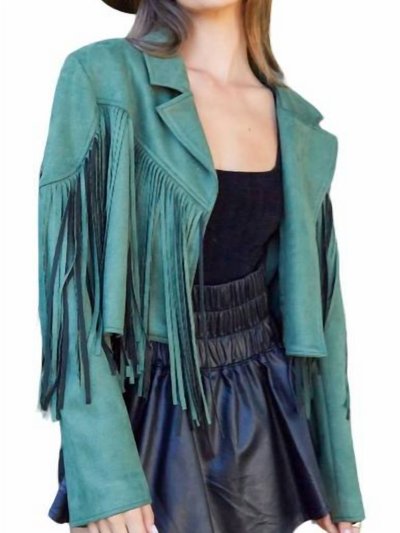 Peach Love Fringe Suede Jacket product
