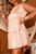 Long Sleeved Crushed Satin Tiered Mini Dress - Nude/Gold