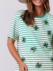 Lucky You Top In Green White Stripe