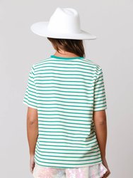 Lucky You Top In Green White Stripe