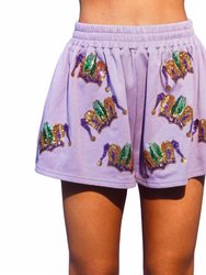 Mardi Gras Crown Shorts In Purple - Purple