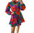 Multicolor Print Shirt Dress In Orange/Purple