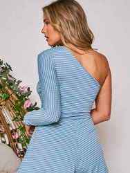 One Shoulder Fitted Knit Romper
