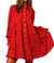 Rhinestone Button Down Shirt Dress In Red