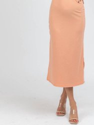 Ribbed Cutout Midi Dress - Cantaloupe