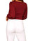 Solid Bubble Long Sleeve Semi Crop Top In Burgundy