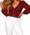 Solid Bubble Long Sleeve Semi Crop Top In Burgundy