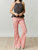 Stripe Denim Flares Jeans In Coral