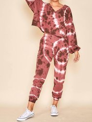 Tie Dye Jogger Top - Marsala