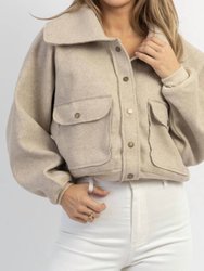 Venice Snap Button Collared Jacket - Taupe
