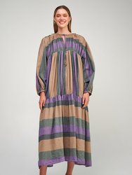 Zakar Long Sleeve Midi Dress S23P6237 - Purple/Green/Brown