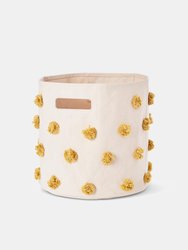 Pom Pom Canvas Storage Bin  - Marigold