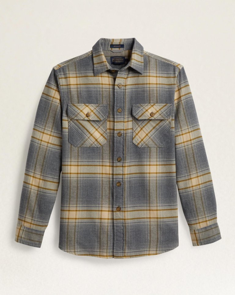 Burnside Flannel Shirt In Tan/oxford/olive Plaid - Tan/Oxford/Olive Plaid