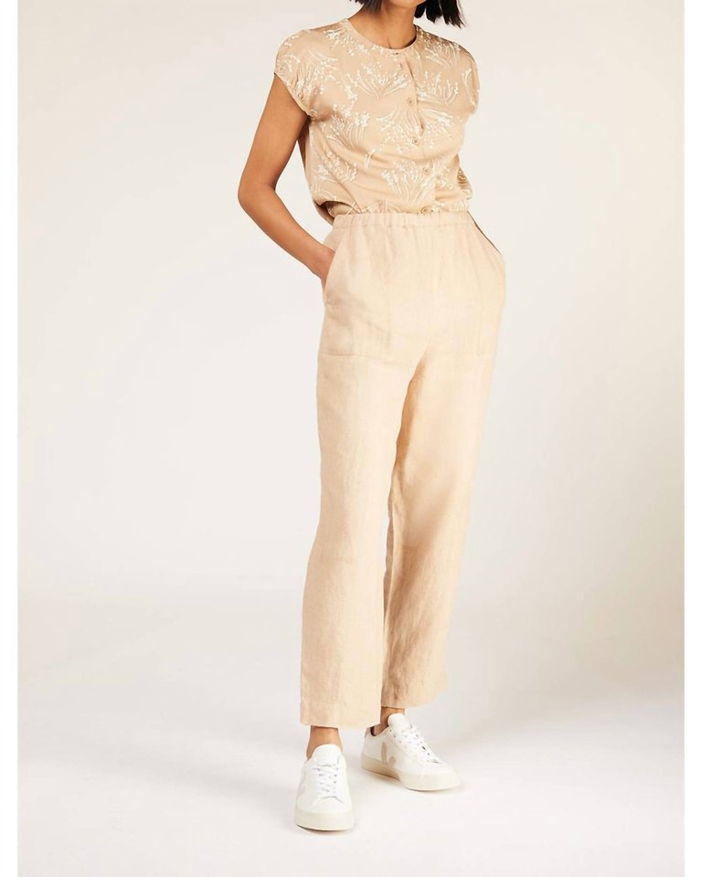 Lydia Linen Trousers In Stone - Stone