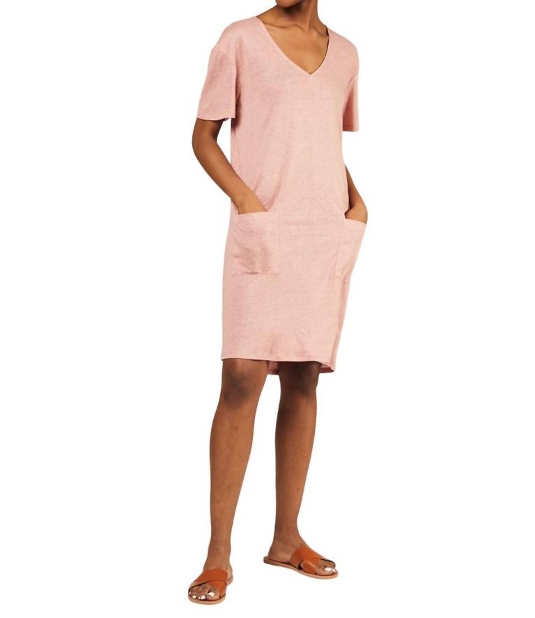 Mari Linen Tunic Dress In Cameo Pink - Cameo Pink