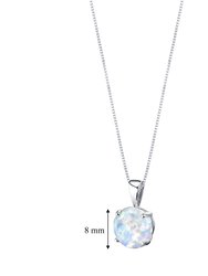 14 Karat White Gold Created Opal Solitaire Pendant