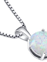 14 Karat White Gold Created Opal Solitaire Pendant