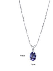 14 Karat White Gold Tanzanite Diamond Pendant Oval Shape 2 Carats